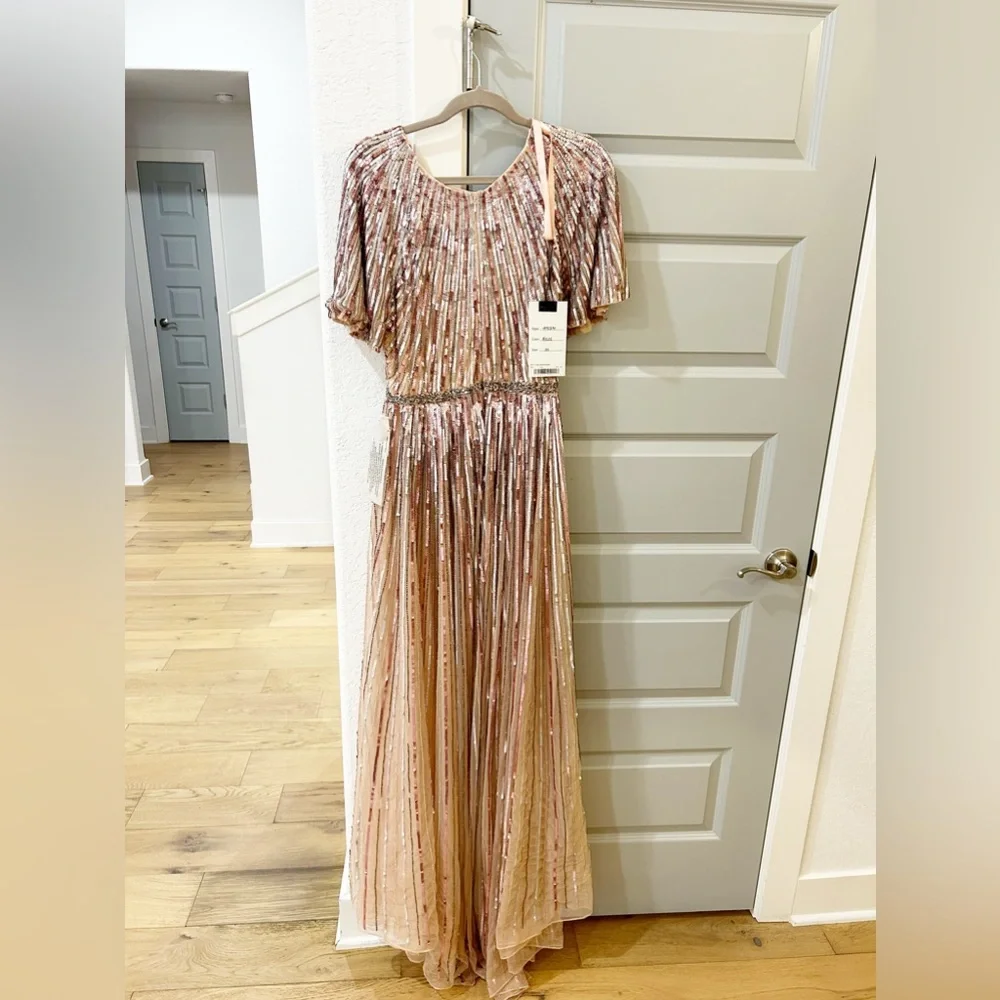 NWT Mac Duggal 4913M Rose Pink Sequin Embellished Gown - Picture 4 of 10